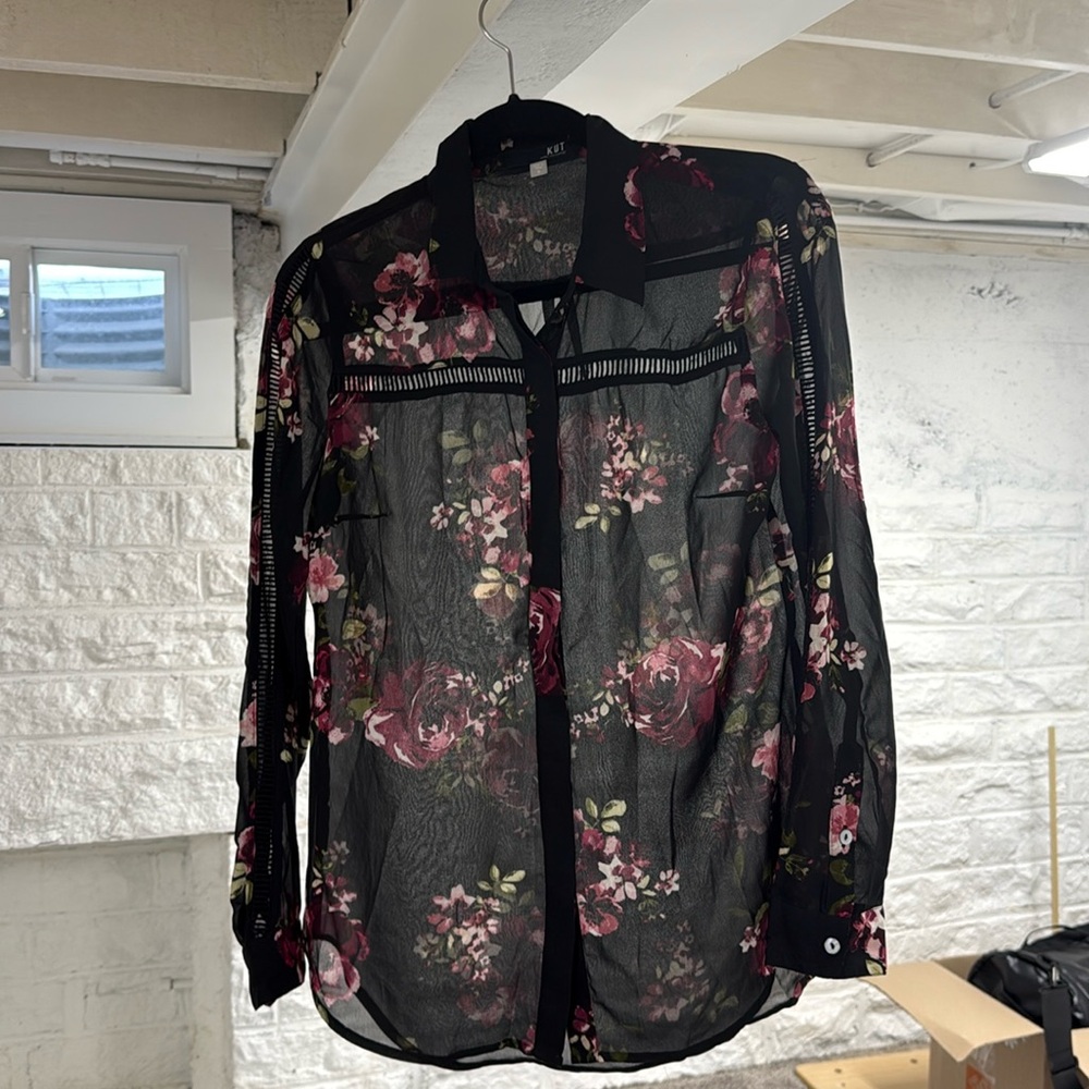 KUT Sheer lace blouse.
